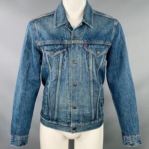 LEVI STRAUSS Size M Type III Blue Cotton Denim Blanket Lined Snaps Jacket